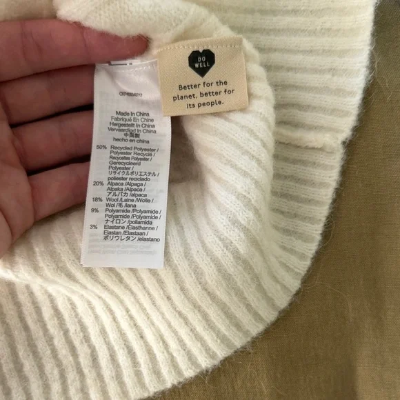 Madewell Zanzibar Cream Ruffled Turtleneck Cable-knit Sweater - Picture 3 of 4